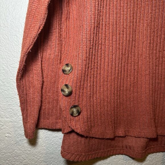 Retrology Womens 2X Sweater Rustic Orange Buttons Lightweight Layer Holiday - Picture 2 of 5